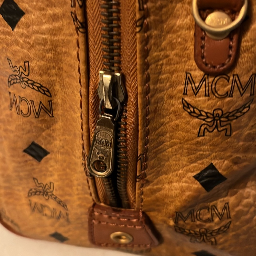 MCM Brown Logo Satchel with Gold Accents-Speedy 25 size - Picture 5 of 13